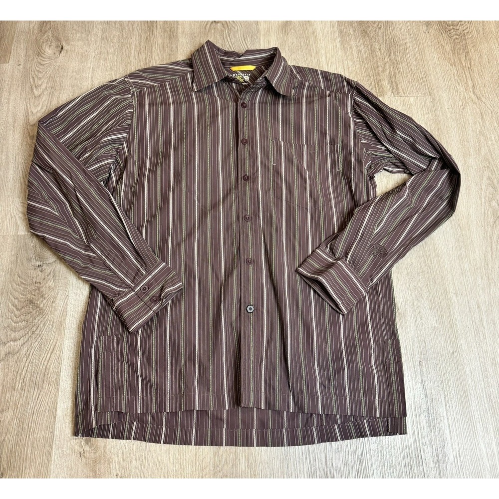 Mountain Hardwear Mens L/G Striped Button Down Long Sleeve Casual Shirt